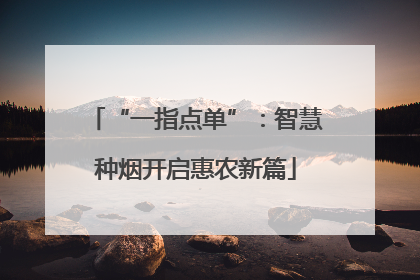 “一指点单”：智慧种烟开启惠农新篇