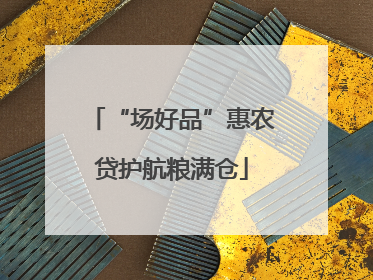 “场好品”惠农贷护航粮满仓