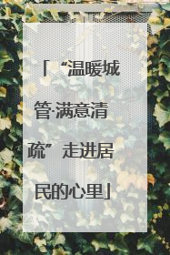 “温暖城管·满意清疏”走进居民的心里