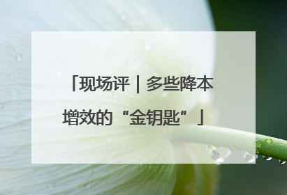 现场评｜多些降本增效的“金钥匙”