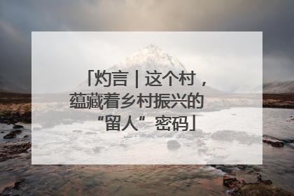 灼言｜这个村，蕴藏着乡村振兴的“留人”密码