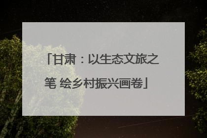 甘肃：以生态文旅之笔 绘乡村振兴画卷