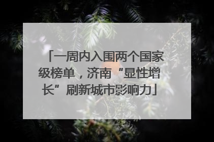 一周内入围两个国家级榜单，济南“显性增长”刷新城市影响力
