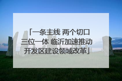 一条主线 两个切口 三位一体 临沂加速推动开发区建设领域改革