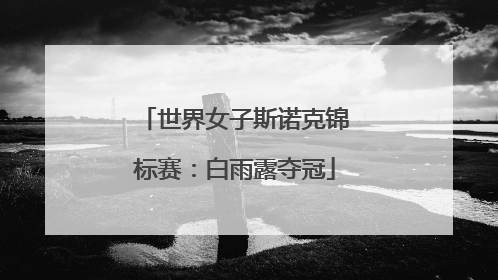 世界女子斯诺克锦标赛：白雨露夺冠