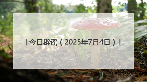今日辟谣（2025年7月4日）