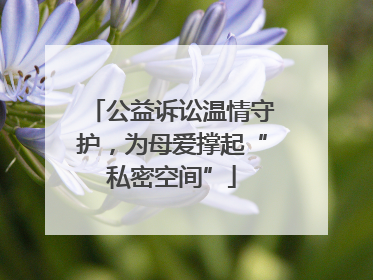 公益诉讼温情守护，为母爱撑起“私密空间”
