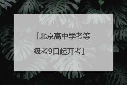 北京高中学考等级考9日起开考