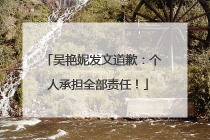 吴艳妮发文道歉：个人承担全部责任！