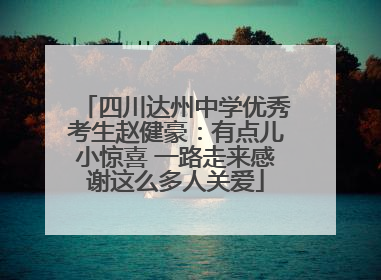四川达州中学优秀考生赵健豪：有点儿小惊喜 一路走来感谢这么多人关爱