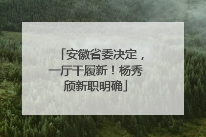 安徽省委决定，一厅干履新！杨秀颀新职明确