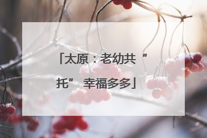 太原：老幼共“托” 幸福多多
