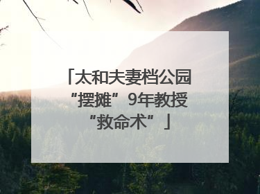 太和夫妻档公园“摆摊”9年教授“救命术”