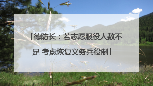 德防长：若志愿服役人数不足 考虑恢复义务兵役制