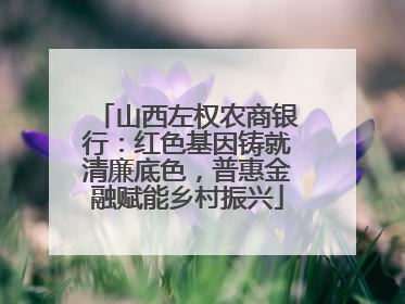 山西左权农商银行：红色基因铸就清廉底色，普惠金融赋能乡村振兴