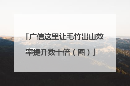 广信这里让毛竹出山效率提升数十倍（图）