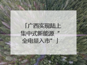 广西实现陆上集中式新能源“全电量入市”