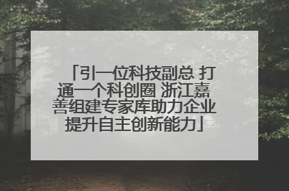 引一位科技副总 打通一个科创圈 浙江嘉善组建专家库助力企业提升自主创新能力