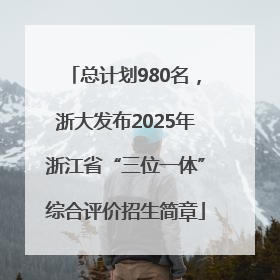 总计划980名，浙大发布2025年浙江省“三位一体”综合评价招生简章