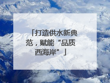 打造供水新典范，赋能“品质西海岸”