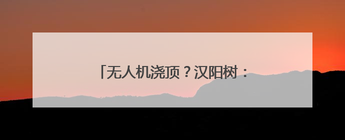 无人机浇顶？汉阳树：我活546年第一次见