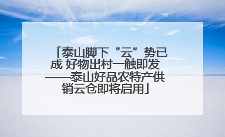 泰山脚下“云”势已成 好物出村一触即发——泰山好品农特产供销云仓即将启用