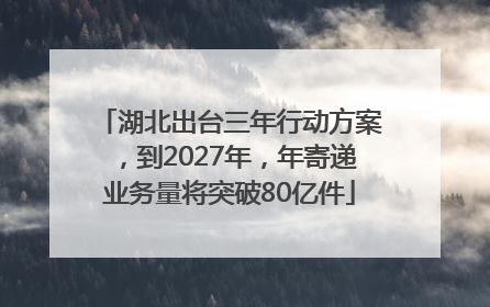 湖北出台三年行动方案，到2027年，年寄递业务量将突破80亿件