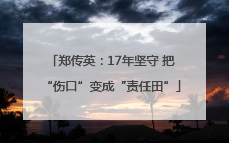 郑传英：17年坚守 把“伤口”变成“责任田”