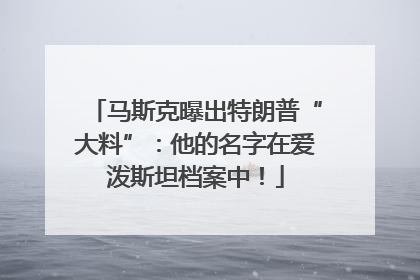 马斯克曝出特朗普“大料”：他的名字在爱泼斯坦档案中！