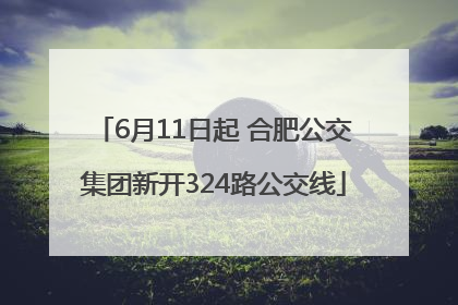 6月11日起 合肥公交集团新开324路公交线